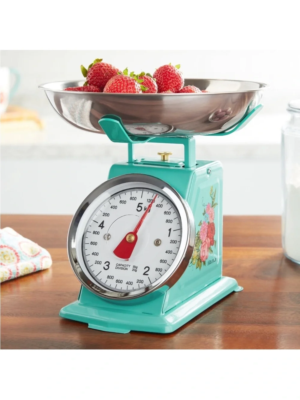 🆕 Pioneer Woman Food Kitchen Scale Mini Analog Floral Sweet Rose Art NEW IN BOX
